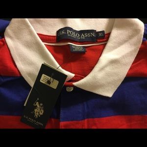 Brand New U.S. Polo Assn. Red, White & Blue Polo Shirt Size XL